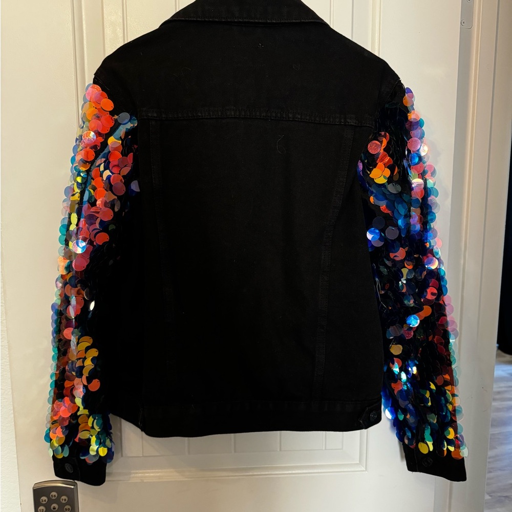 Cello Black Jacket With Multicolor Sequin Sleeves - image 2